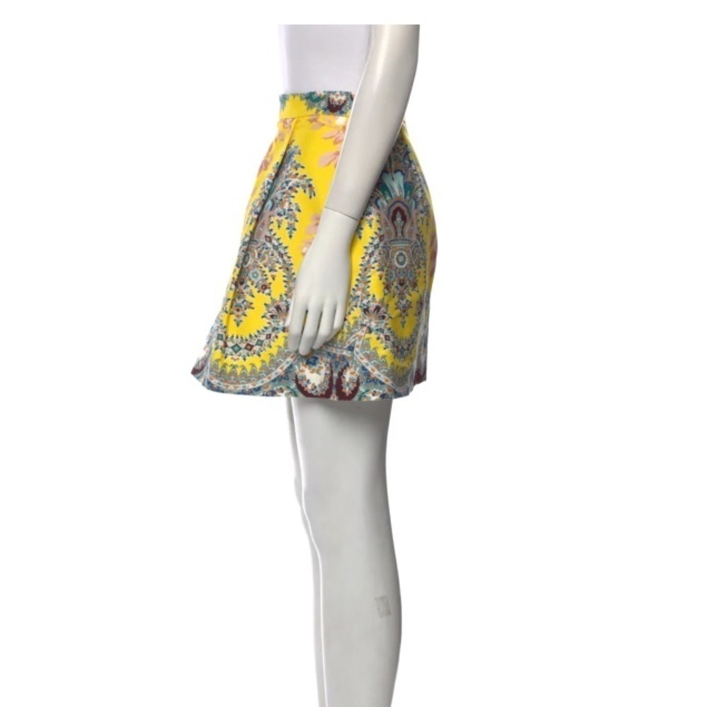MSGM Milano Yellow Floral Print Cotton Mini Skirt US SZ 6 / IT 40! - Picture 3 of 11